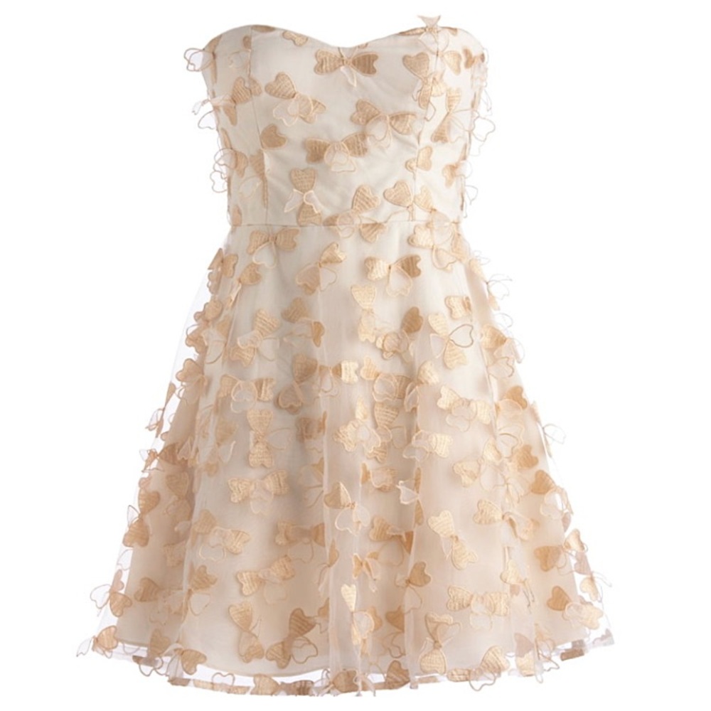 ANTHROPOLOGIE #84 Petal Covered Creamy Organza Dress S M L